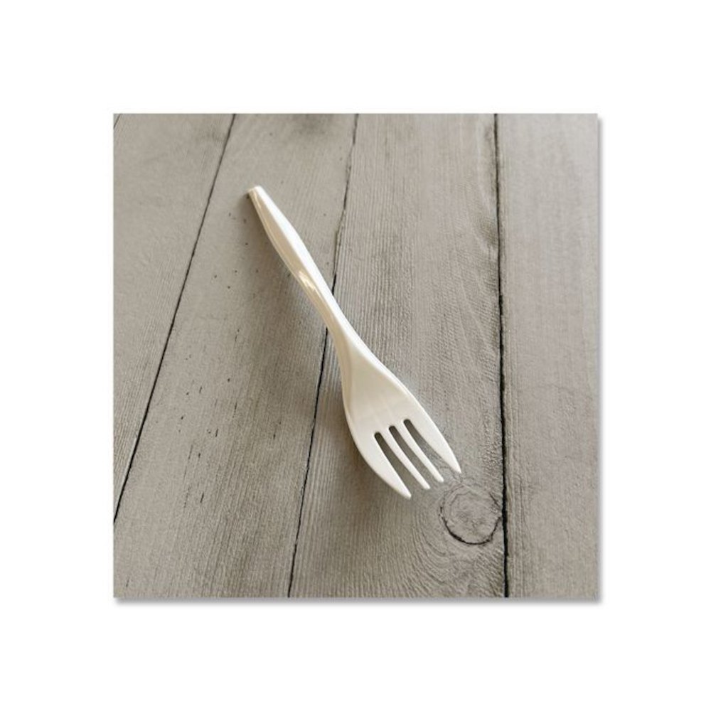 Mediumweight Polypropylene Cutlery, Fork, 5.51", Plastic, White, 1,000/Carton. Picture 4