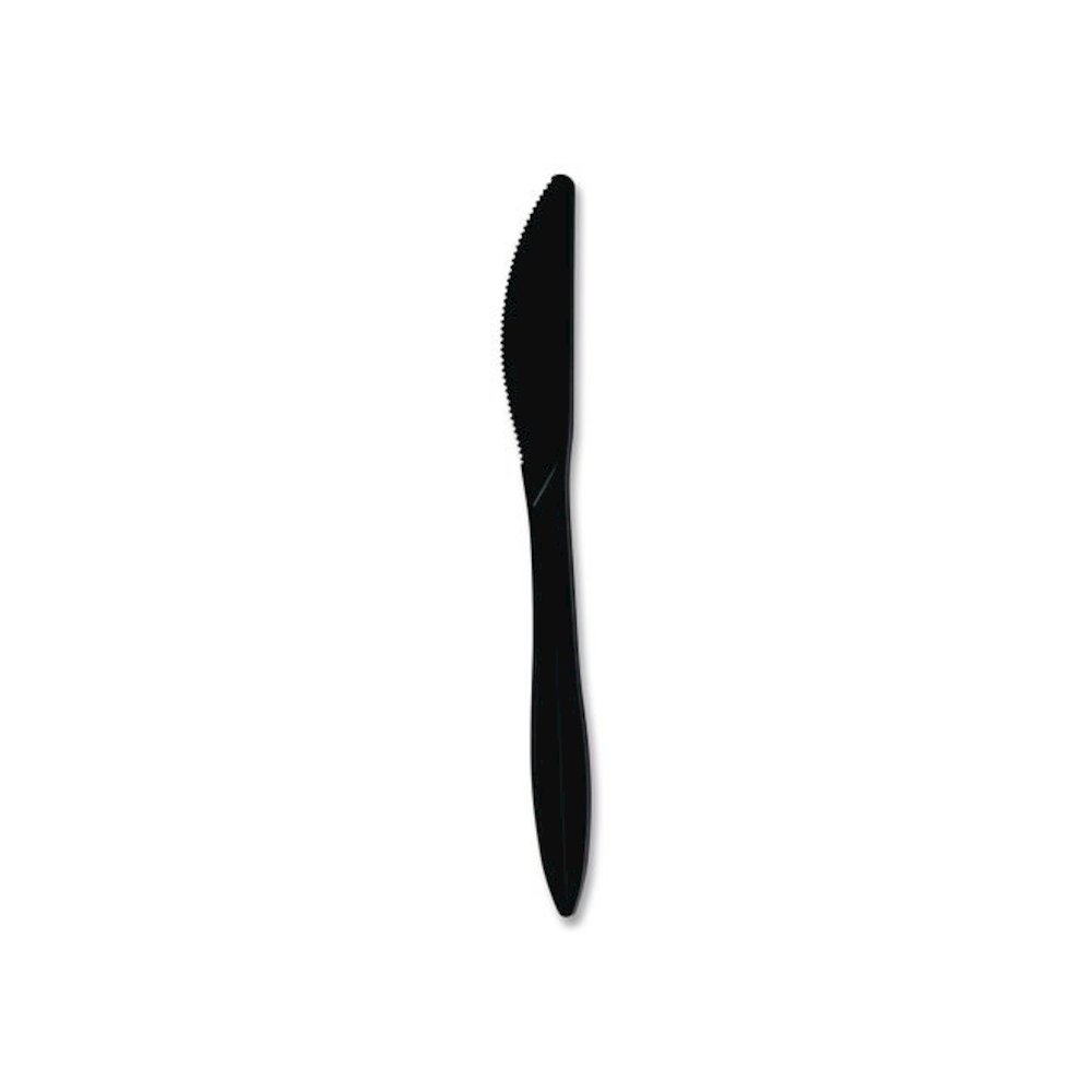 Mediumweight Wrapped Polypropylene Cutlery, Knife, Plastic, Black, 1,000/Carton. Picture 2