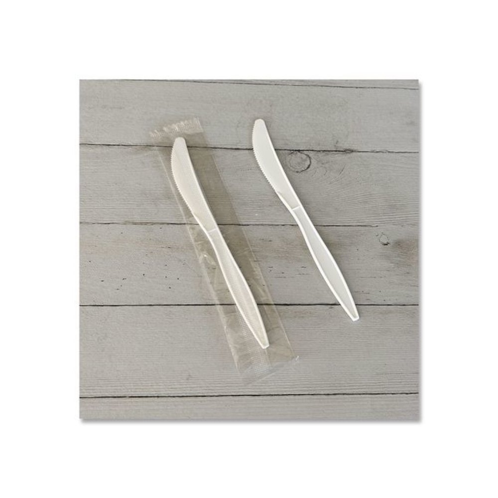 Mediumweight Wrapped Polypropylene Cutlery, Knife, 5.86", Plastic, White, 1,000/Carton. Picture 4