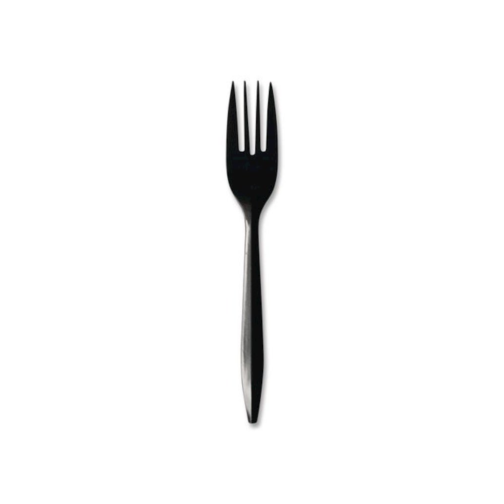 Mediumweight Polypropylene Cutlery, Fork, Plastic, Black, 1,000/Carton. Picture 2