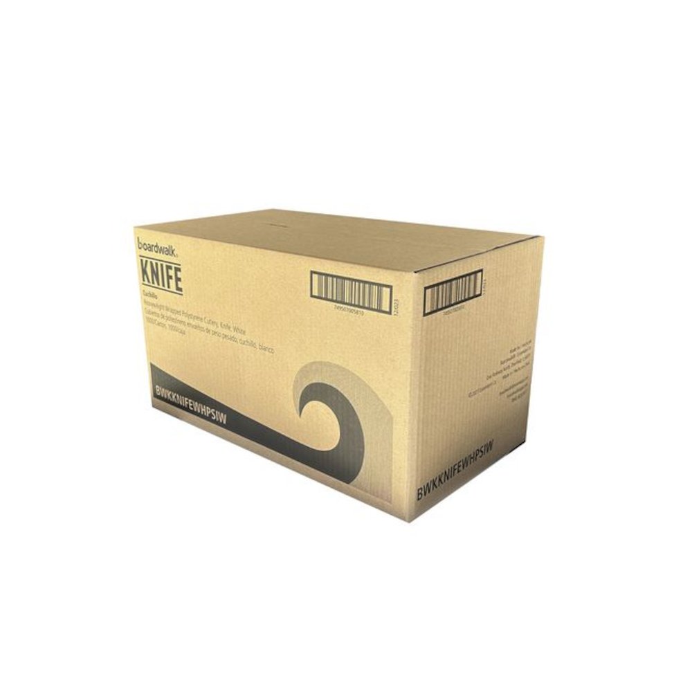 Heavyweight Wrapped Polystyrene Cutlery, Knife, Plastic, White, 1,000/Carton. Picture 5