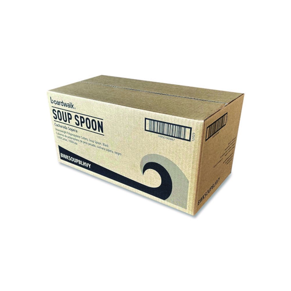 Heavyweight Polypropylene Cutlery, Soup Spoon, Plastic, Black, 1,000/Carton. Picture 3