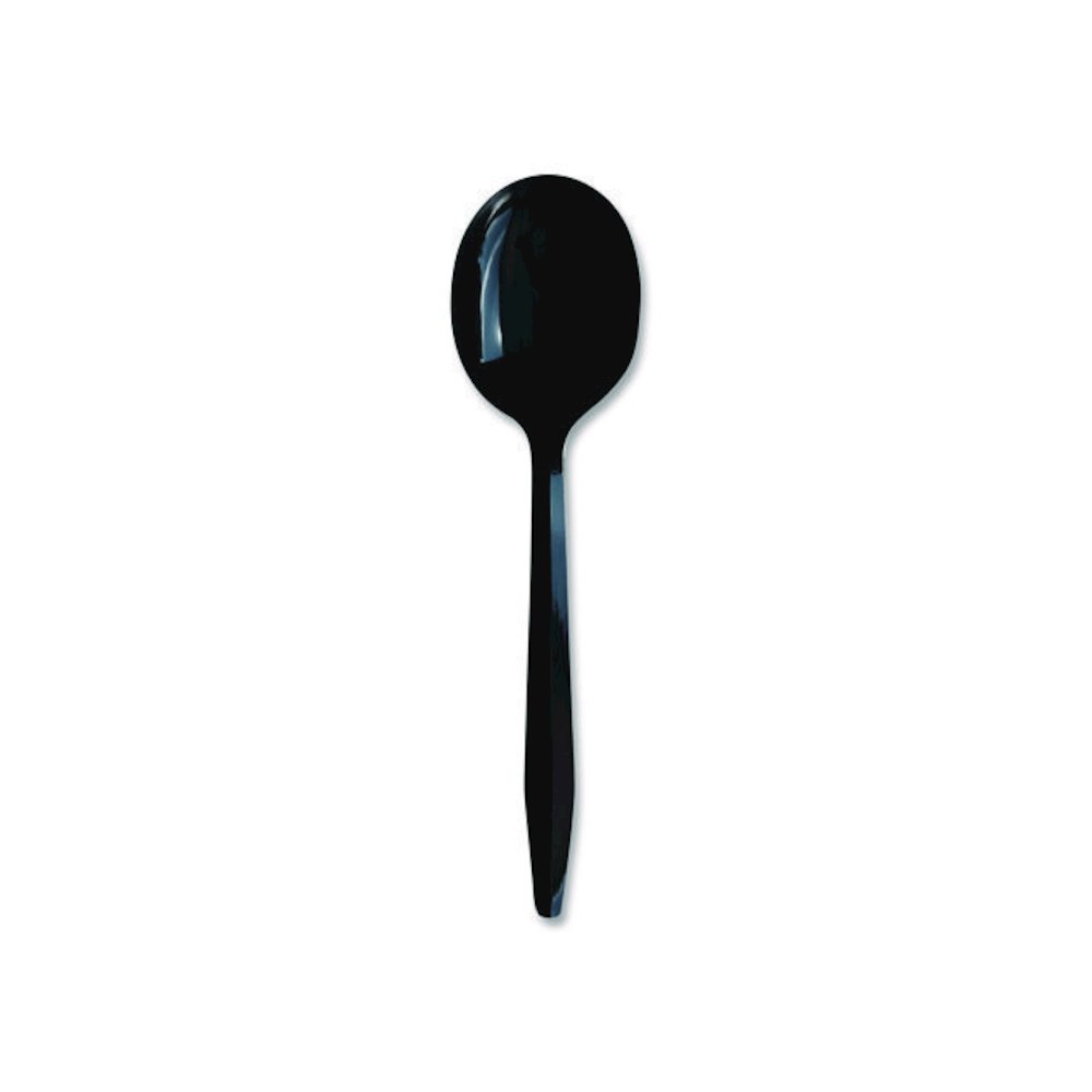 Heavyweight Polypropylene Cutlery, Soup Spoon, Plastic, Black, 1,000/Carton. Picture 1