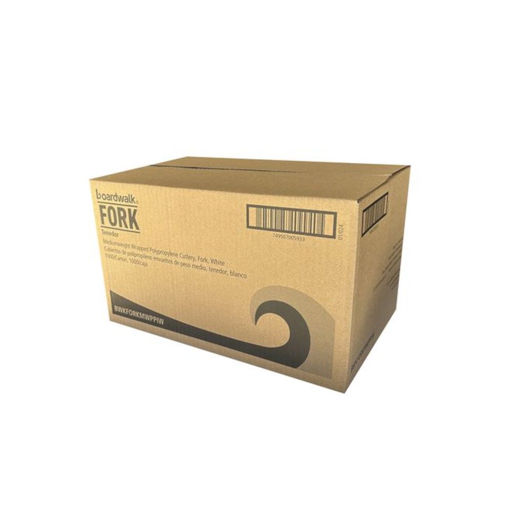 Mediumweight Wrapped Polypropylene Cutlery, Fork, 5.51", Plastic, White, 1,000/Carton. Picture 5