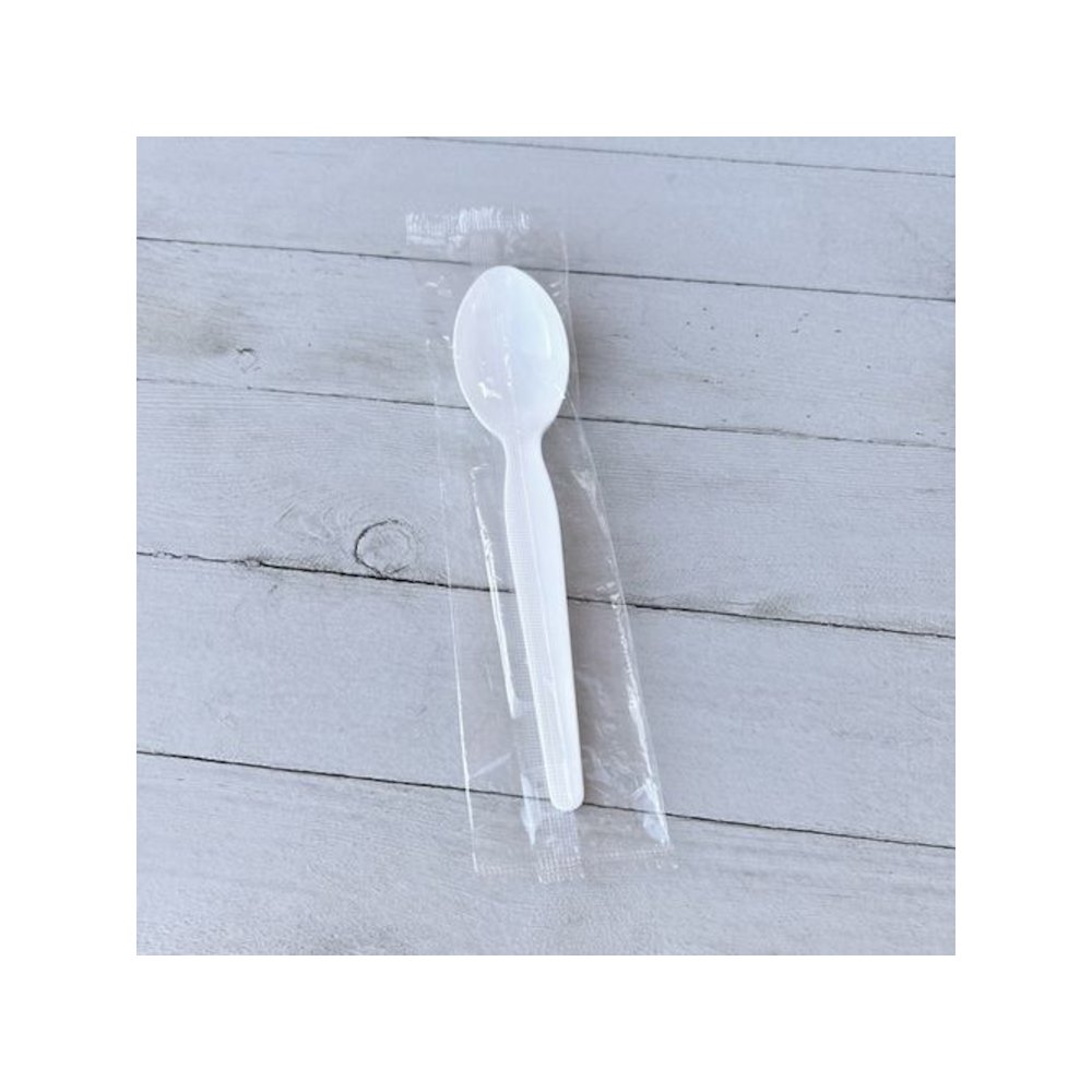 Heavyweight Wrapped Polystyrene Cutlery, Soup Spoon, Plastic, White, 1,000/Carton. Picture 3