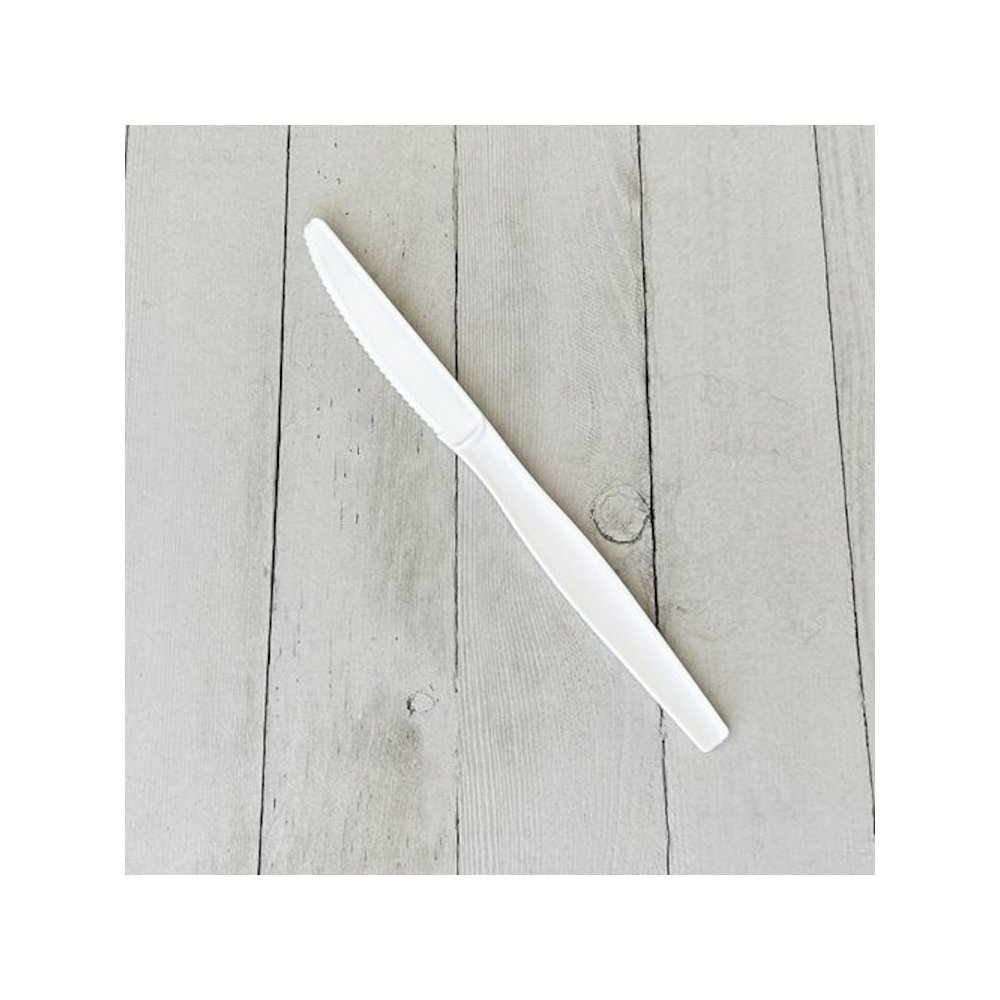 Heavyweight Wrapped Polystyrene Cutlery, Knife, Plastic, White, 1,000/Carton. Picture 4