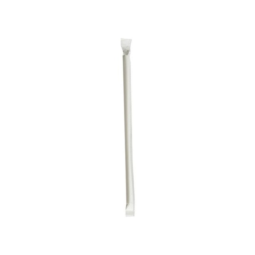 Wrapped Jumbo Paper Straws, 7.75", Paper, White, 320/Pack, 4 Packs/Carton. Picture 1