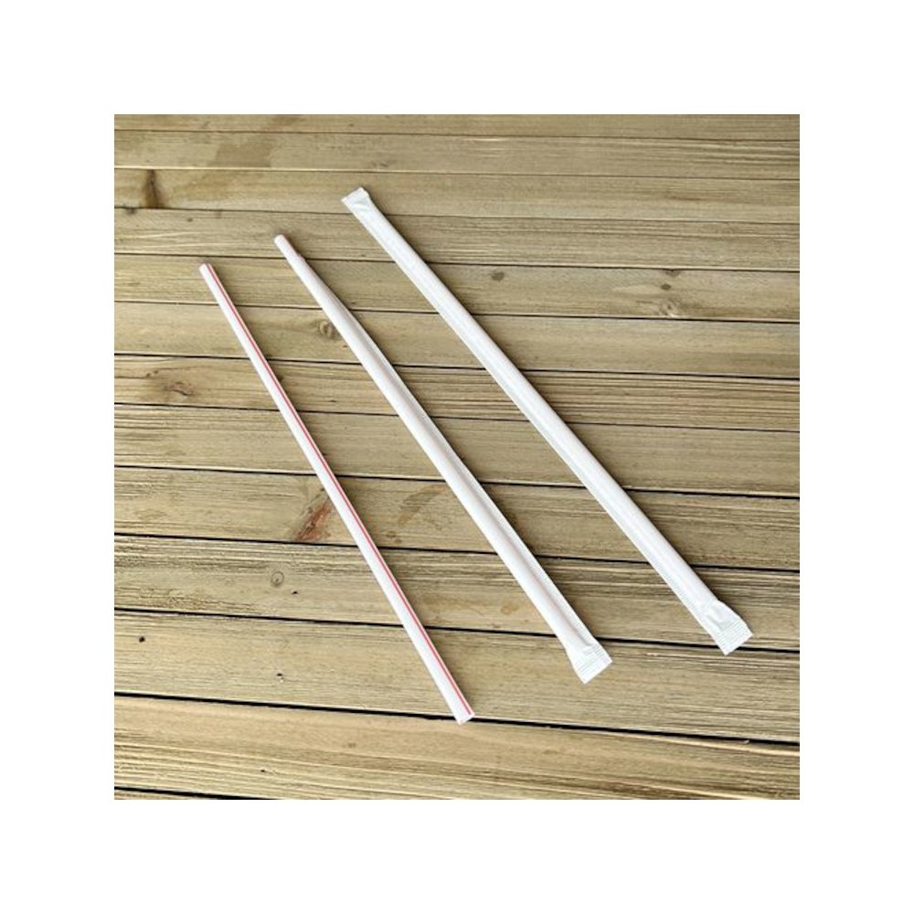Wrapped Giant Straws, 10.25", Polypropylene, Red/White Striped, 300/Pack, 4 Packs/Carton. Picture 5