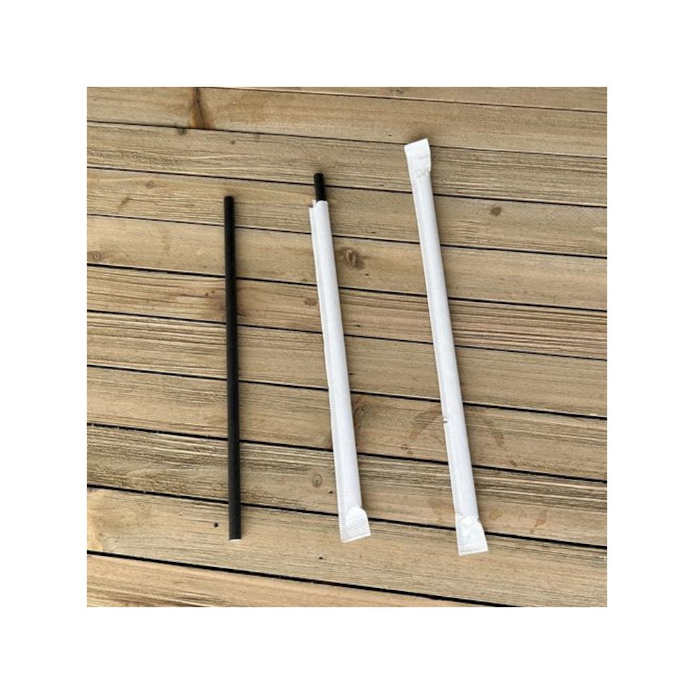 Wrapped Jumbo Paper Straws, 7.75", Paper, Black, 320/Pack, 4 Packs/Carton. Picture 5