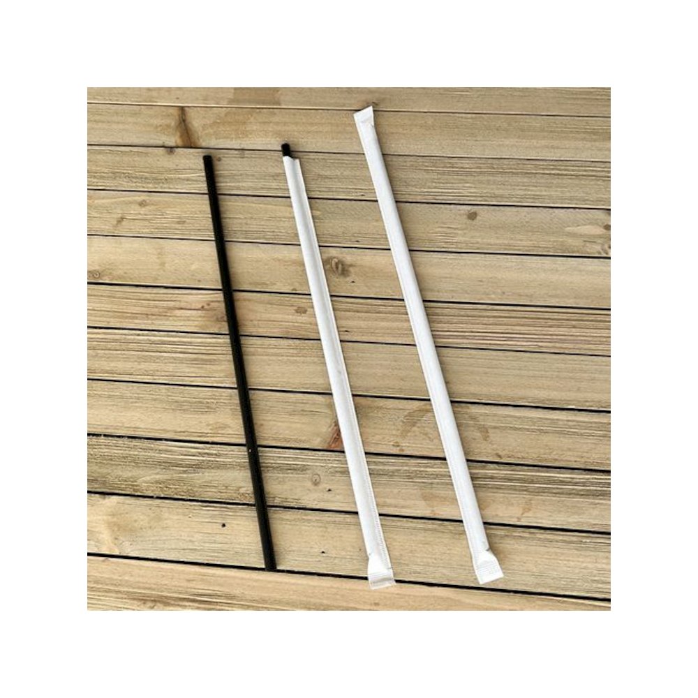 Wrapped Giant Straws, 10.25", Polypropylene, Black, 300/Pack, 4 Packs/Carton. Picture 5