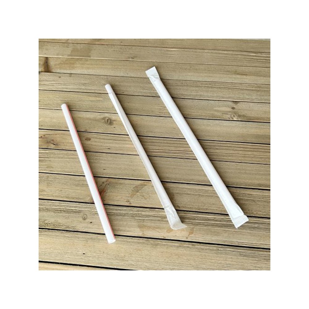 Wrapped Giant Straws, 7.75", Polypropylene, Red/White Striped, 300/Pack, 24 Packs/Carton. Picture 5