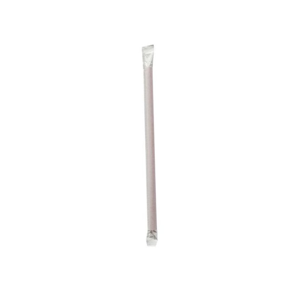 Wrapped Giant Straws, 7.75", Polypropylene, Red, 300/Pack, 24 Packs/Carton. Picture 1