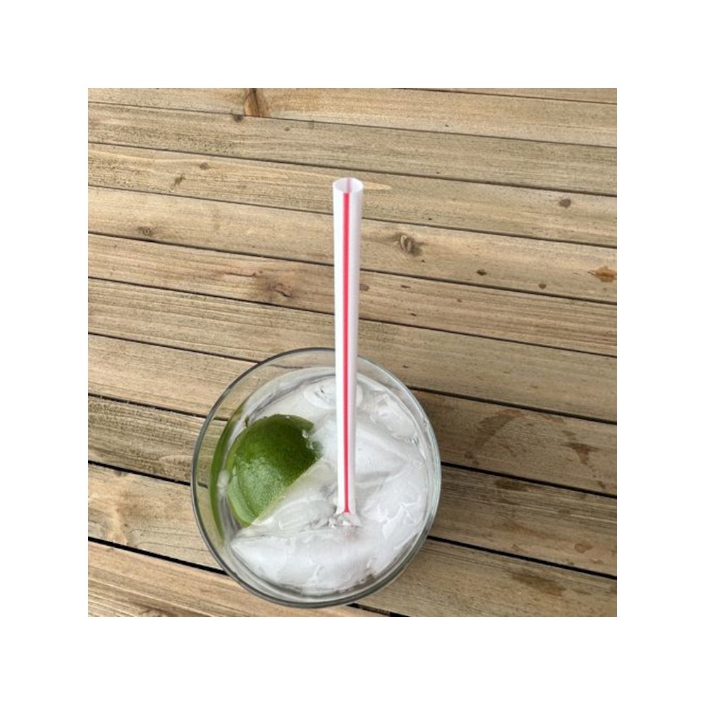 Jumbo Straws, 7.75", Polypropylene, Red/White Striped, 250/Pack, 50 Packs/Carton. Picture 4