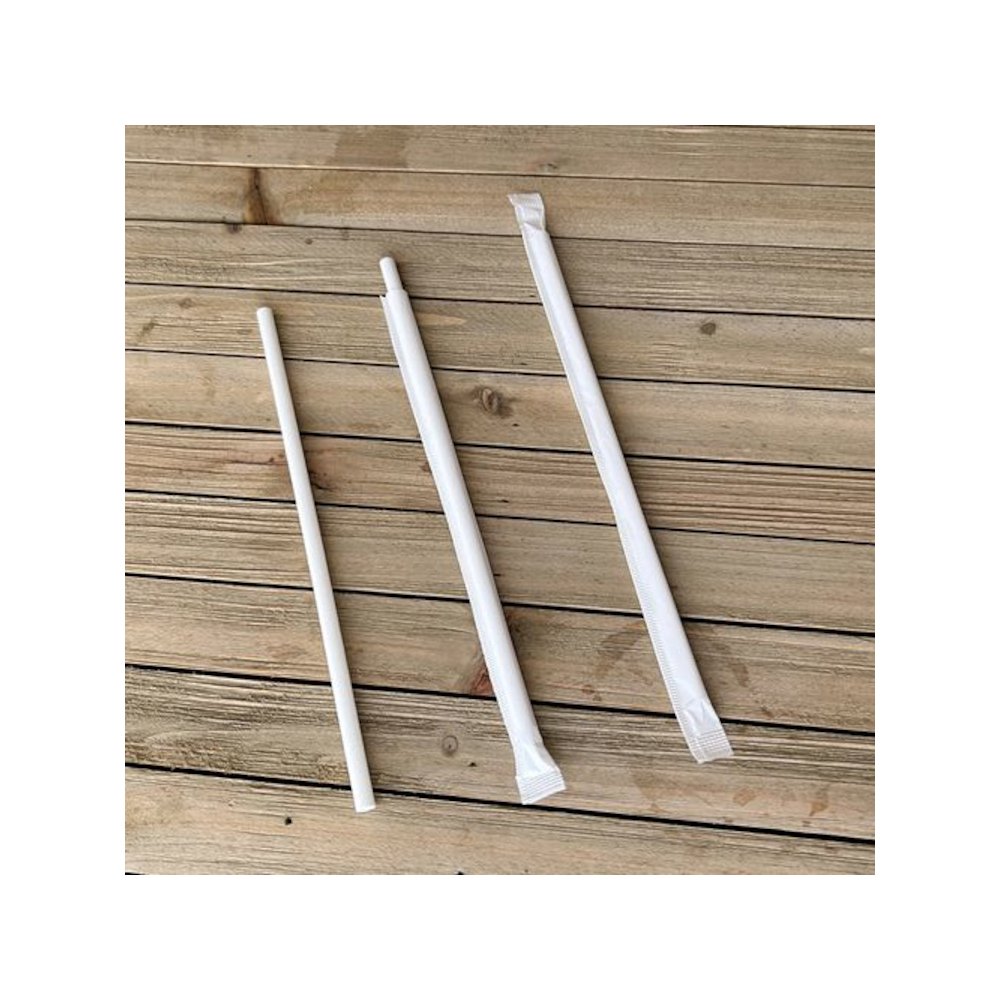 Wrapped Jumbo Paper Straws, 7.75", Paper, White, 320/Pack, 4 Packs/Carton. Picture 5