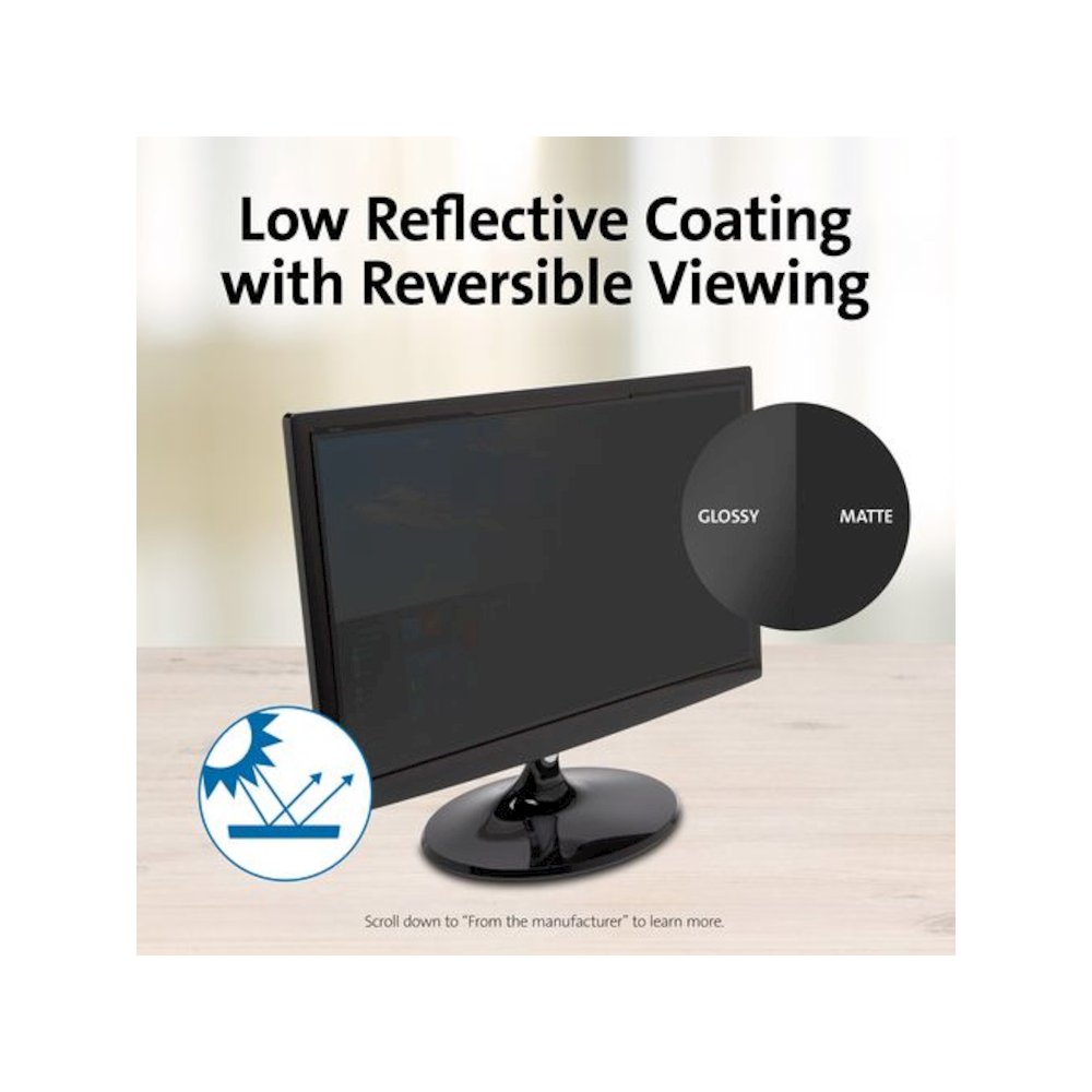 Magnetic Monitor Privacy Screen for 21.5" Widescreen Flat Panel Monitors, 16:9 Aspect Ratio. Picture 5