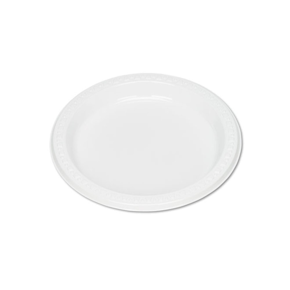 Plastic Dinnerware, Plates, 7" dia, White, 125/Pack. Picture 1