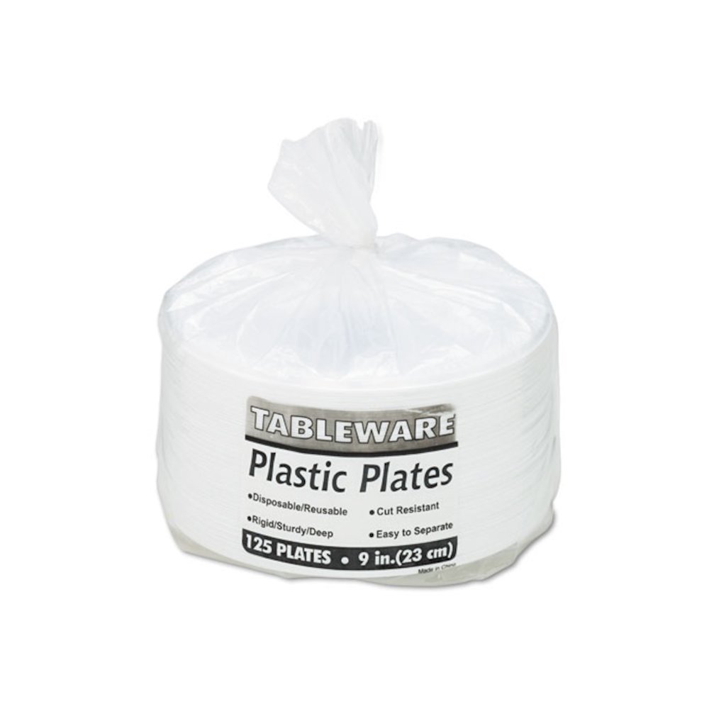 Plastic Dinnerware, Plates, 9" dia, White, 500/Carton. Picture 3