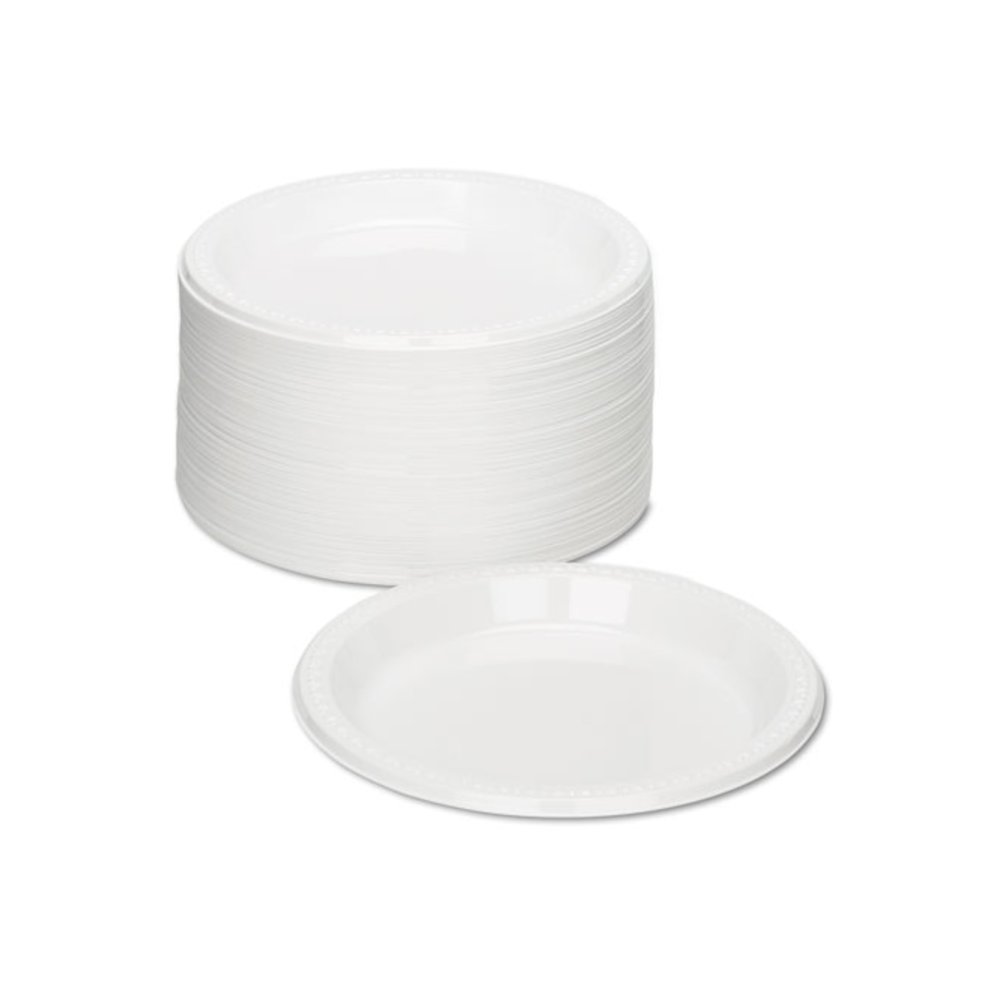 Plastic Dinnerware, Plates, 9" dia, White, 500/Carton. Picture 2