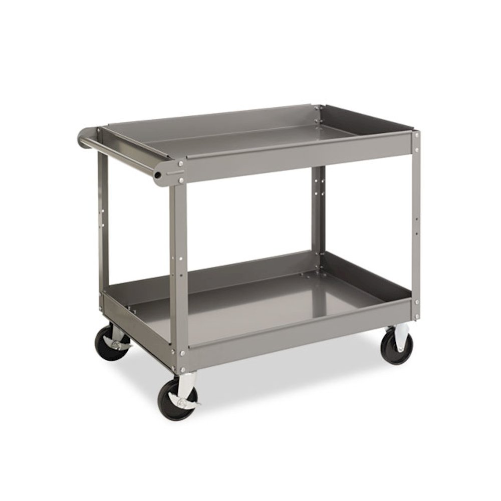 Two-Shelf Metal Cart, Metal, 2 Shelves, 500 lb Capacity, 24" x 36" x 32", Gray. Picture 1