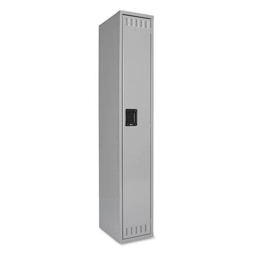 Single-Tier Locker, One Locker with Hat Shelf and Coat Rod, 12w x 18d x 72h, Medium Gray. Picture 1