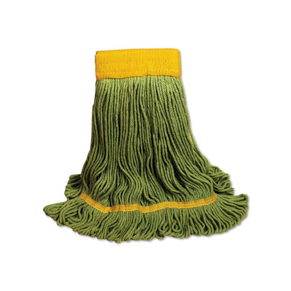 EcoMop Looped-End Mop Head, Recycled Fibers, Large Size, Green. Picture 1