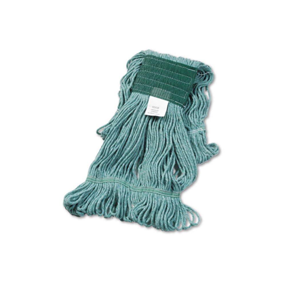 Super Loop Wet Mop Head, Cotton/Synthetic Fiber, 5" Headband, Medium Size, Green, 12/Carton. Picture 1