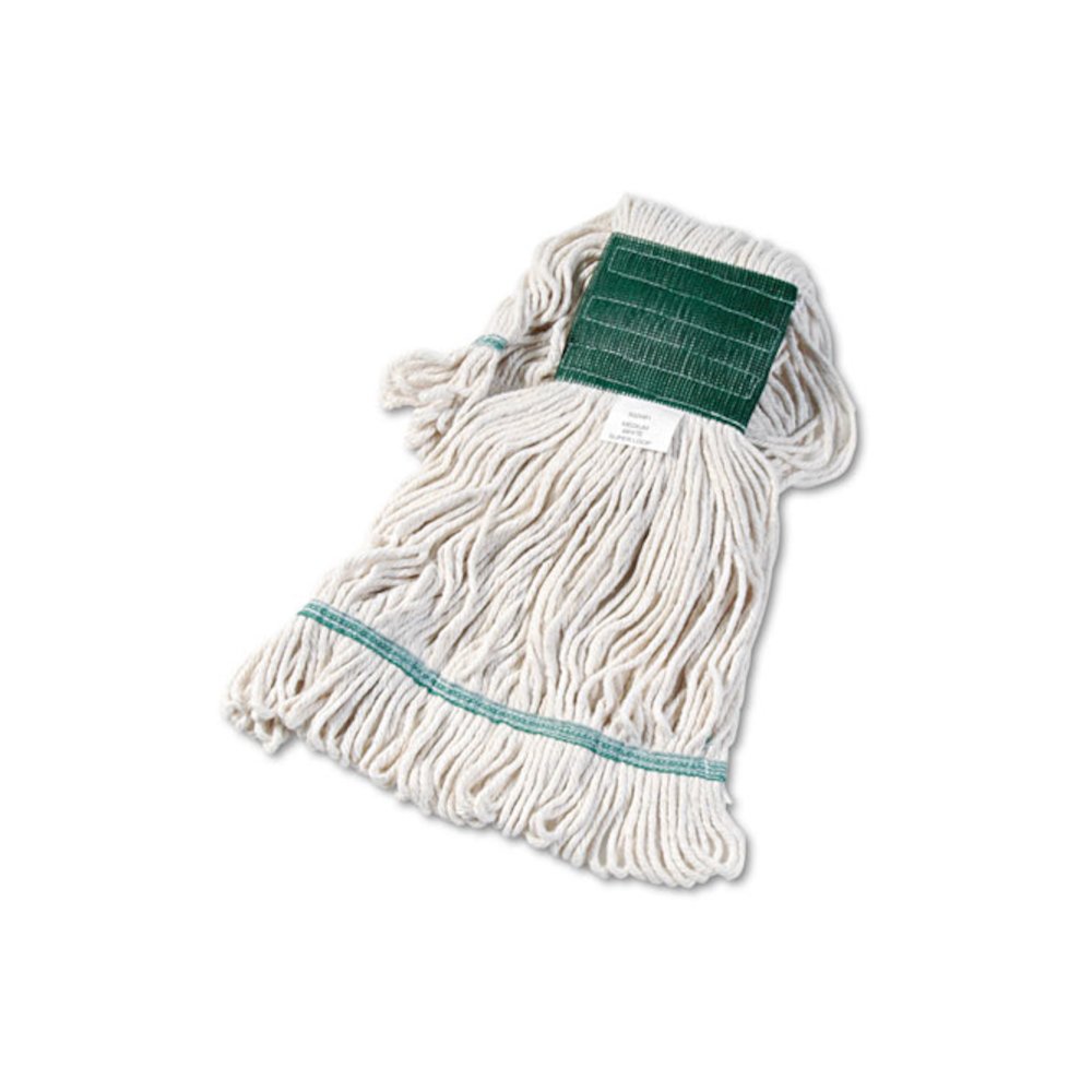 Super Loop Wet Mop Head, Cotton/Synthetic Fiber, 5" Headband, Medium Size, White. Picture 1