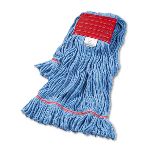 Super Loop Wet Mop Head, Cotton/Synthetic Fiber, 5" Headband, Large Size, Blue, 12/Carton. Picture 1