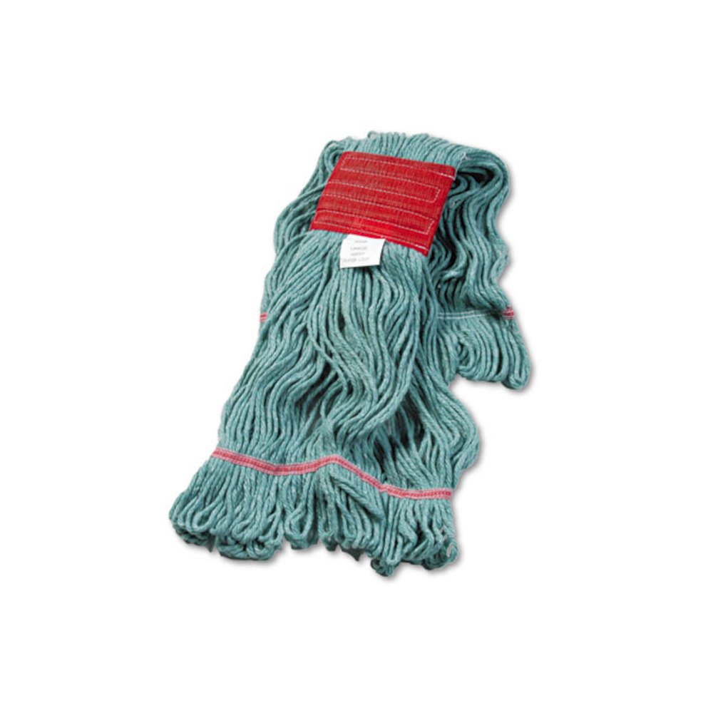 Super Loop Wet Mop Head, Cotton/Synthetic Fiber, 5" Headband, Large Size, Green. Picture 1