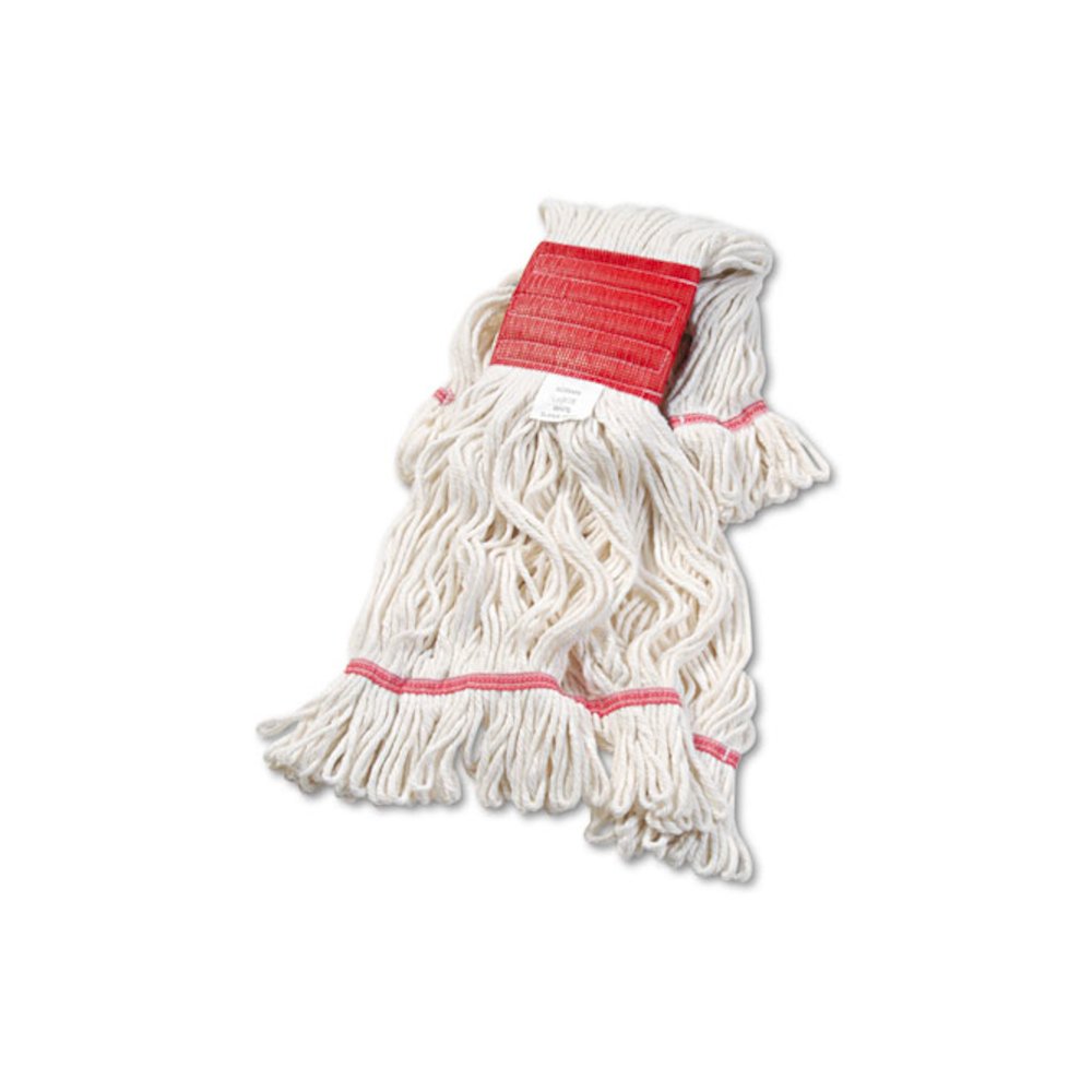 Super Loop Wet Mop Head, Cotton/Synthetic Fiber, 5" Headband, Large Size, White, 12/Carton. Picture 1