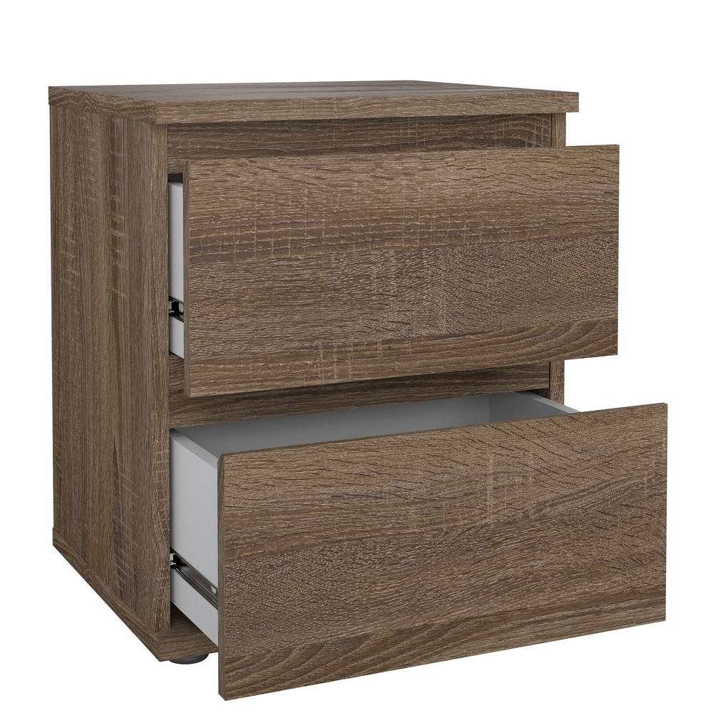 Brown 2 Drawer Nightstand - Stylish Small Dresser with Drawers for Bedrooms. Picture 4