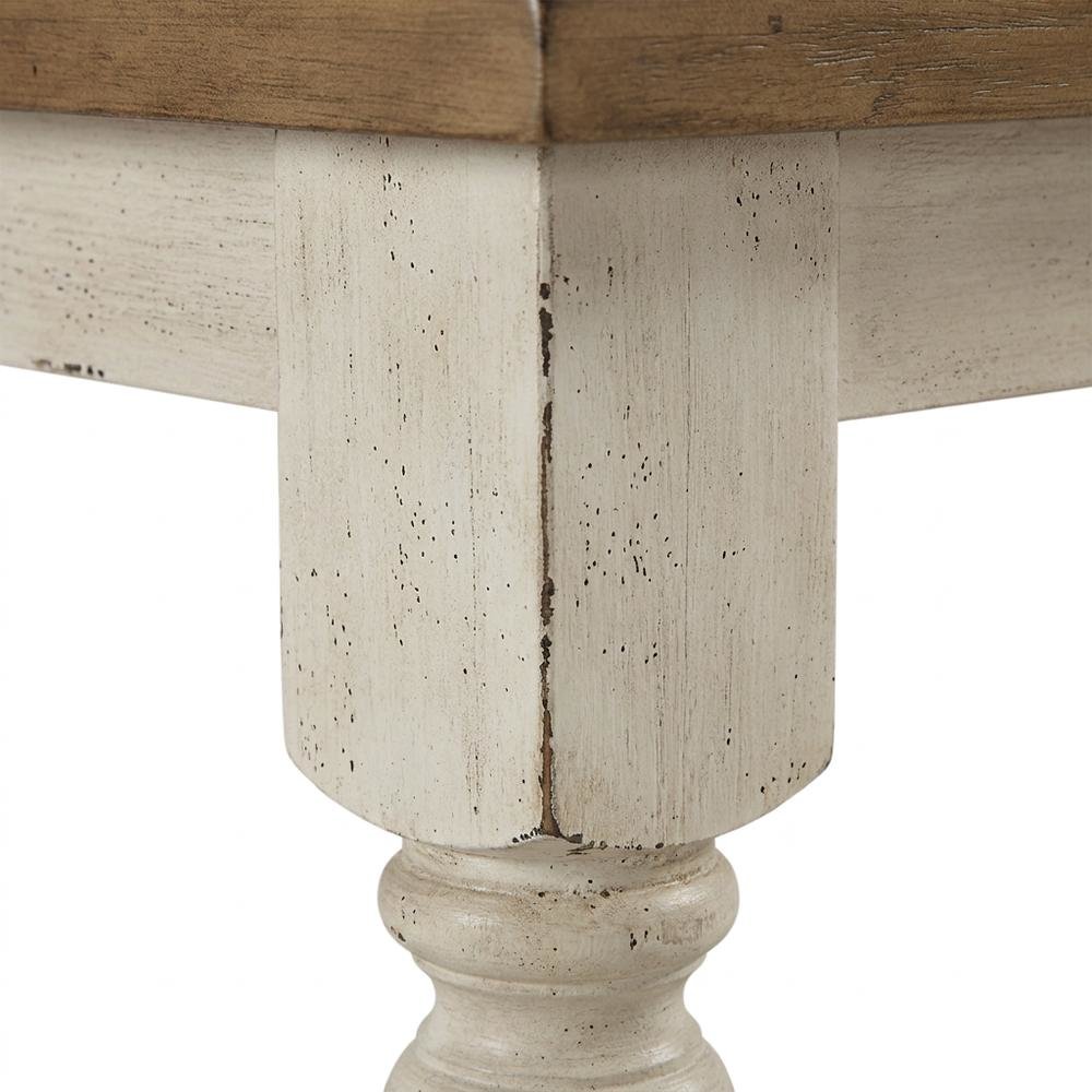 Antique White and Distressed Oak 6-Piece Dining Set with Chairs and Bench. Picture 7