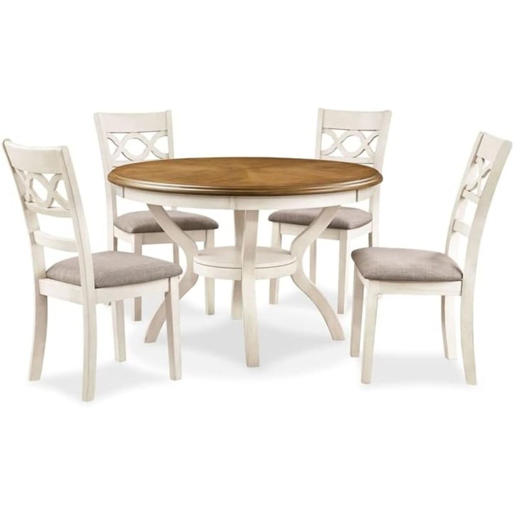 Cori 5-Piece Solid Wood Dining Set in Beige/Brown. Picture 1