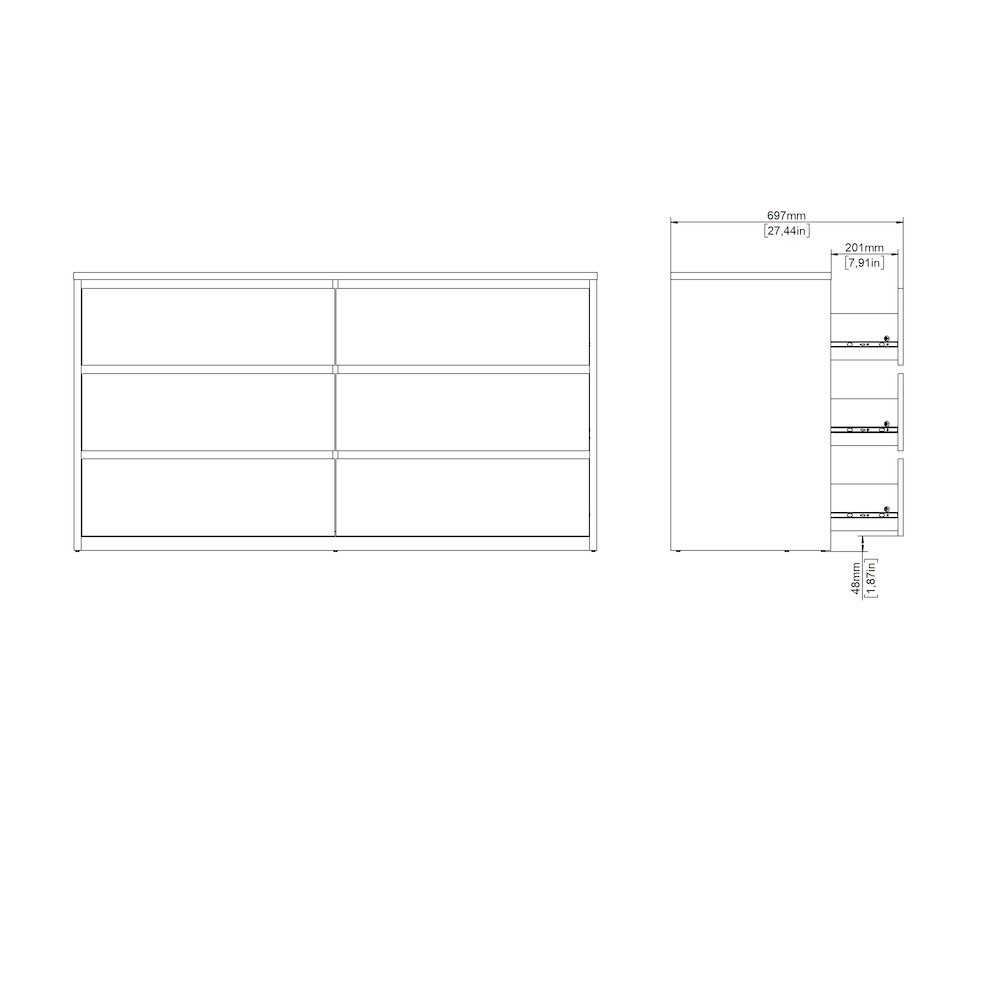 Next 6 Drawer Double Dresser, Jackson Hickory/White High Gloss. Picture 11