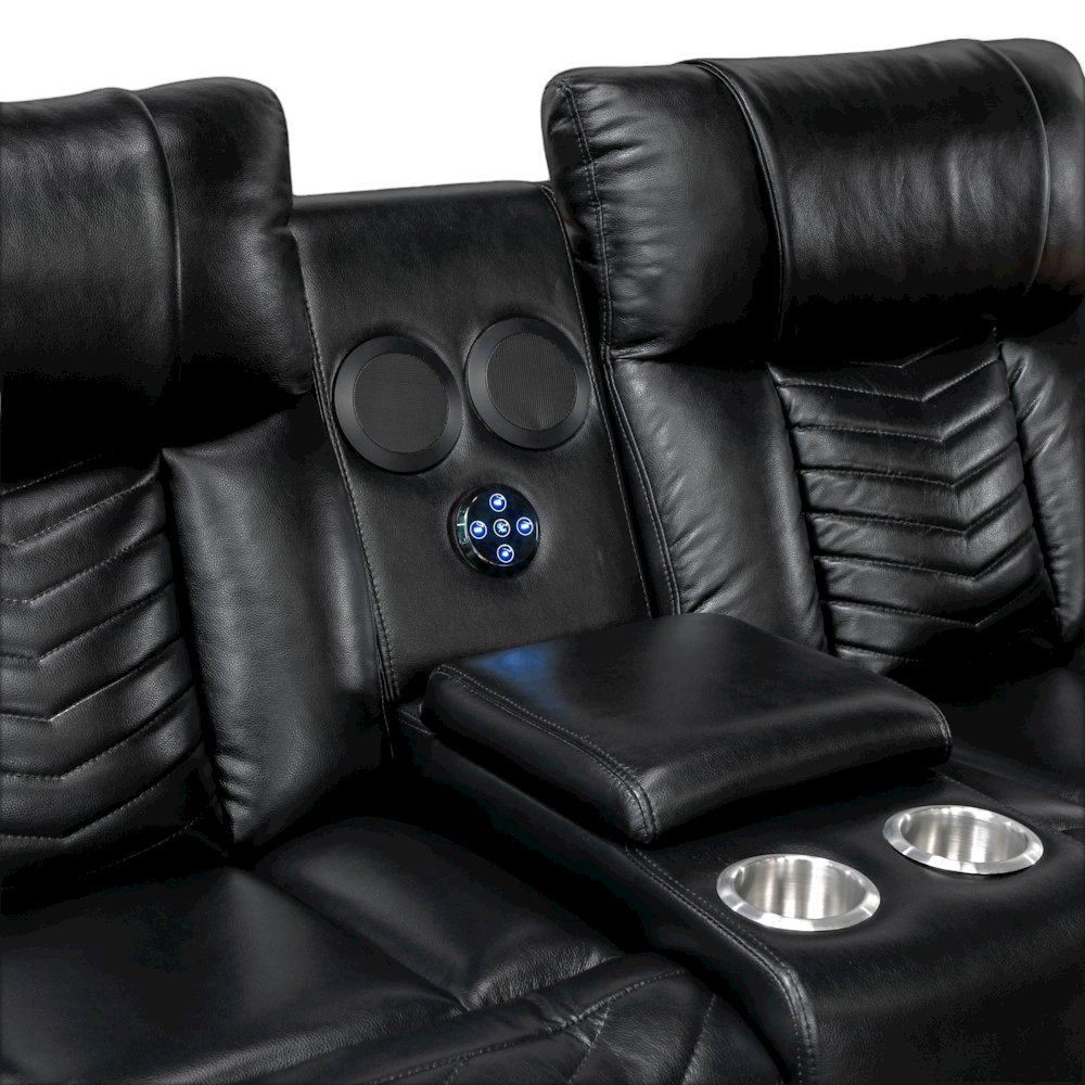 Sensa Power Reclining Loveseat.withBluetooth Speaker with Led Belt Black. Picture 6