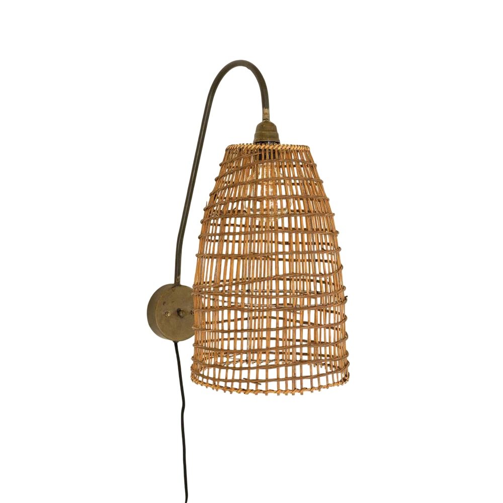 Wicker Dome Wall Sconce Lamp. Picture 1