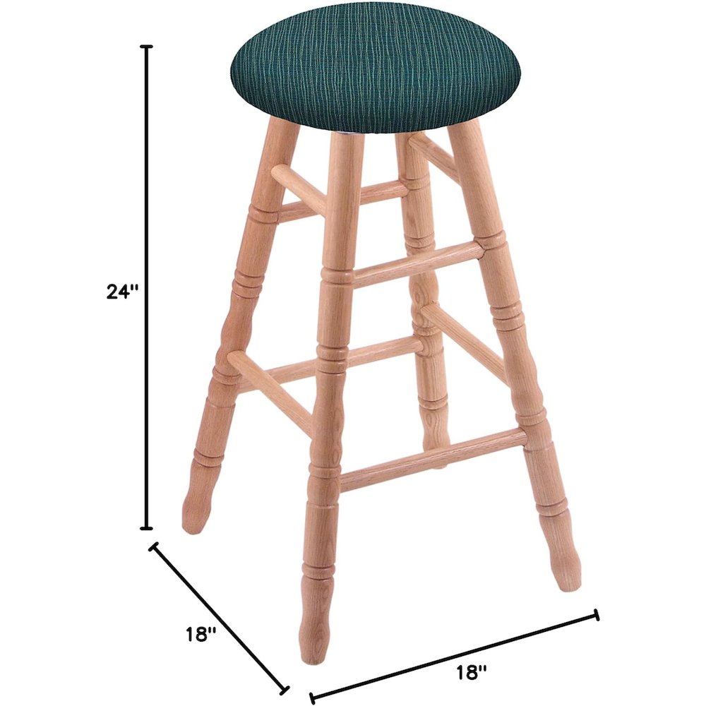 Oak Round Cushion 24" Swivel Counter Stool with Turned Legs, Natural Finish, and Graph Tidal Seat. Picture 2