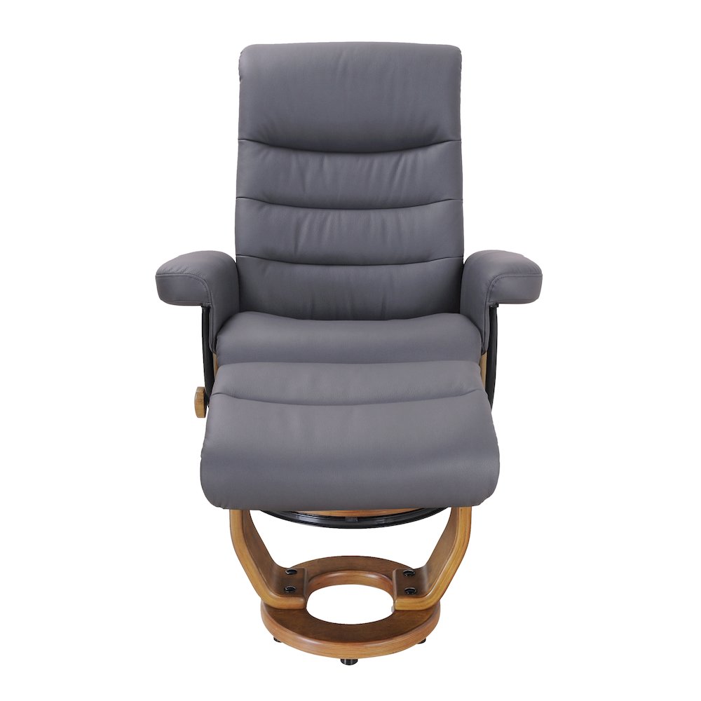 Scandinavian / European-styled recliner and ottoman, Grey Blue. Picture 2