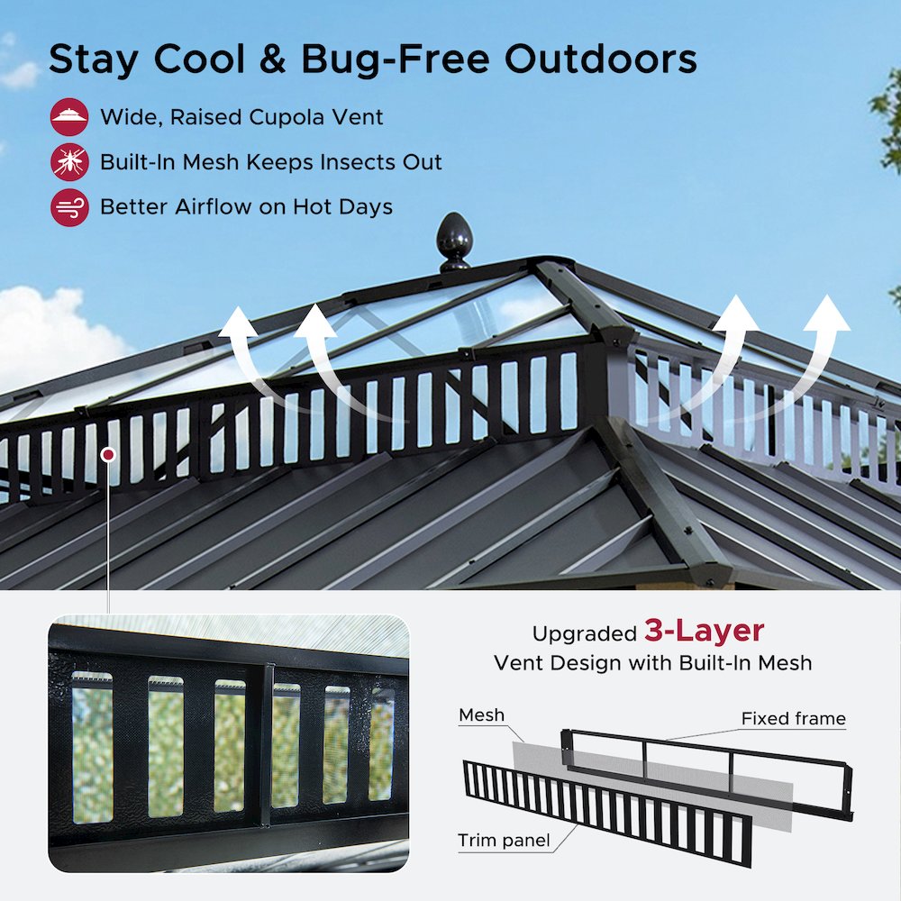 14 ft. x 12 ft. Kingston Extra-Tall, Wide Hardtop Wood Gazebo. Picture 2