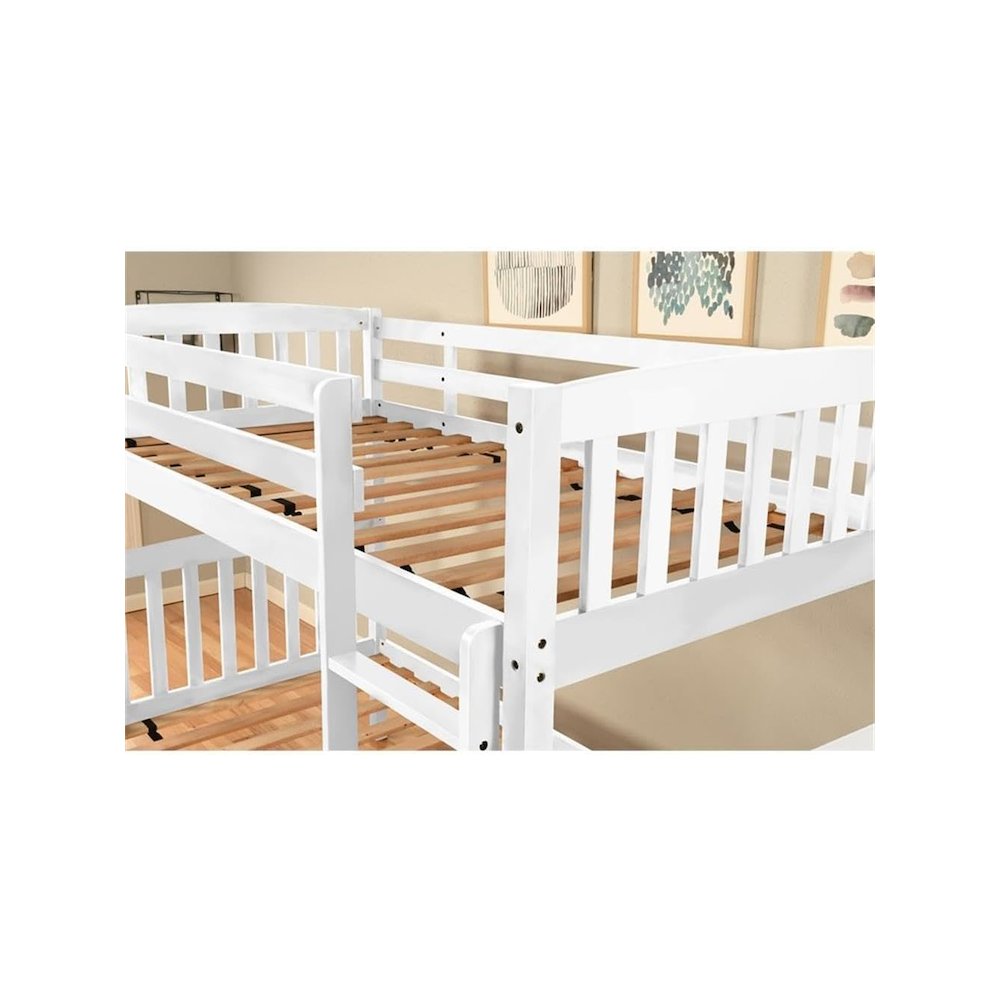 Claire Twin over Twin Wood Bunk Bed in White-Mattresses Not Included. Picture 4