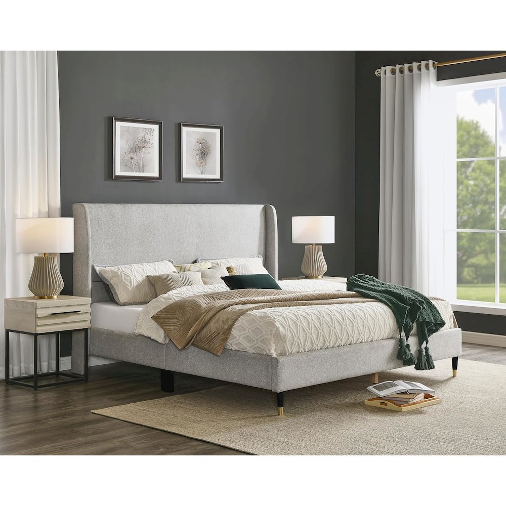 Rozitta Upholstered Wingback Platform Bed, Queen. Picture 2