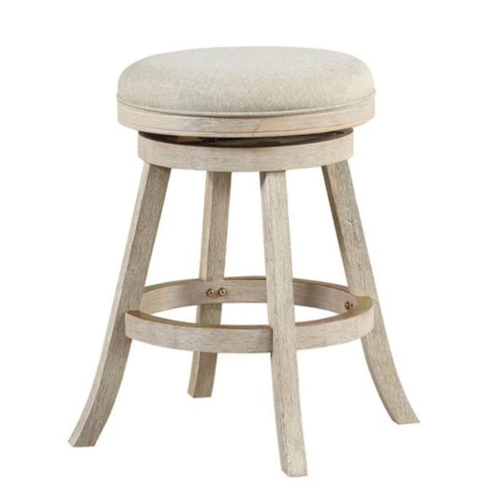 Fenton Swivel Backless Counter Stool - Ivory Wire-Brush. Picture 1