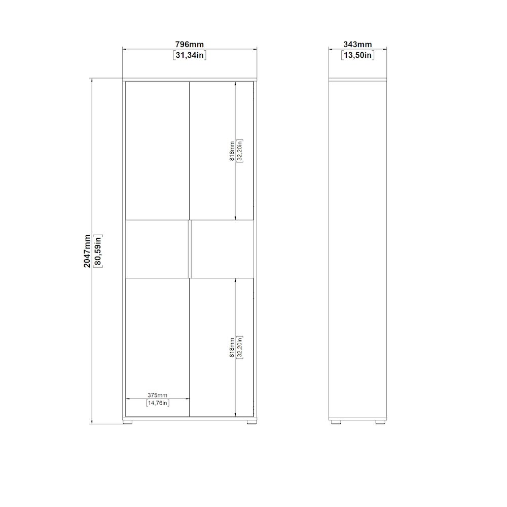 6 Shelf Boockase with 4 Doors, Home Office Storage. Picture 9