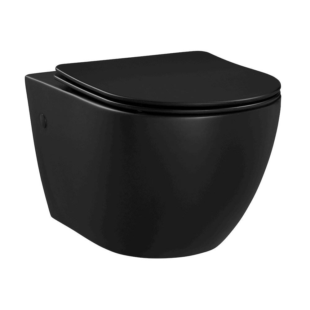 St. Tropez Wall-Hung Toilet Bowl Only in Matte Black. Picture 1