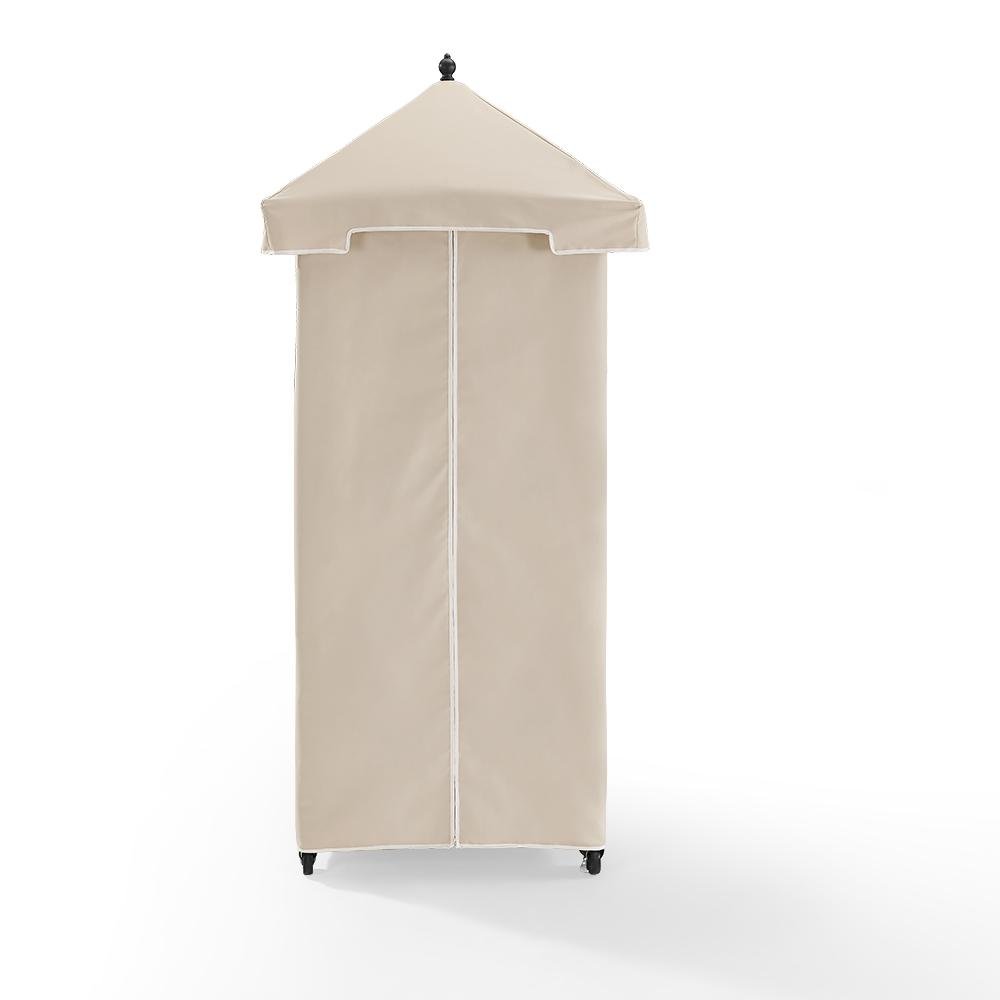 Stylish Beige Outdoor Wicker Towel Valet with Weather-Resistant Features. Picture 3