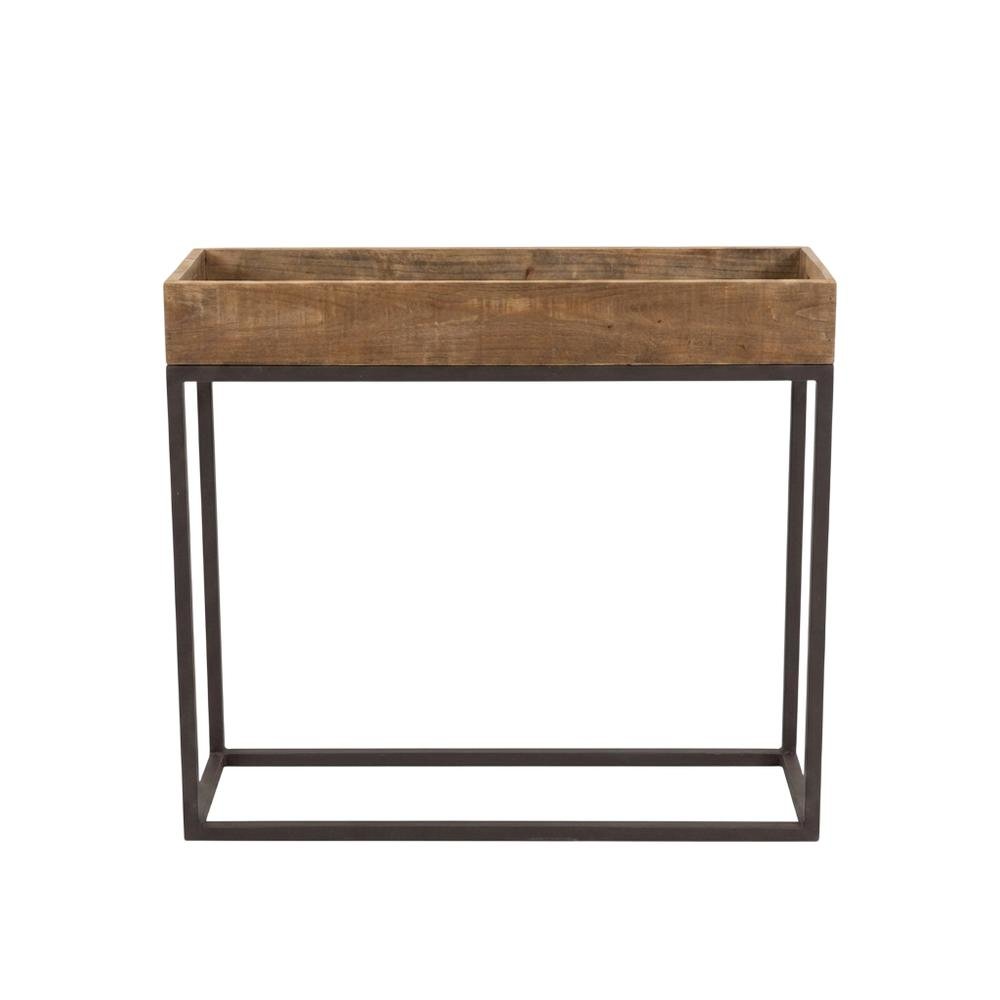 Set Of Three Rustic Recycled Wood Console Trays On Metal Bases. Picture 3