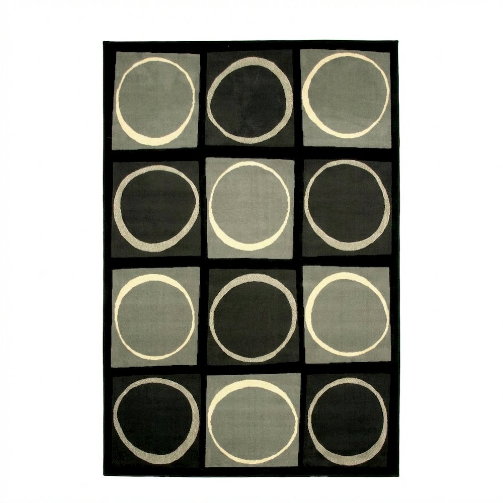 Terra Checkers Black/Grey/Ivory Area Rug, 7'9" x 10'6". Picture 1