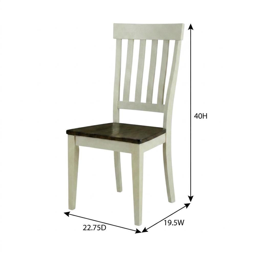 Chalk and Cocoa Slatback Side Chair with Solid Rubberwood Seat. Picture 7