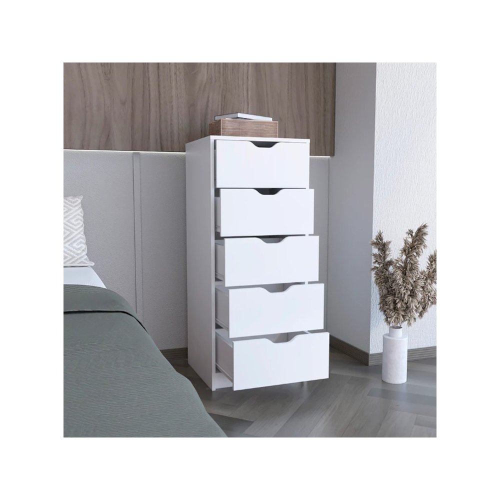 Basilea Tall Dresser White MDF. Picture 2