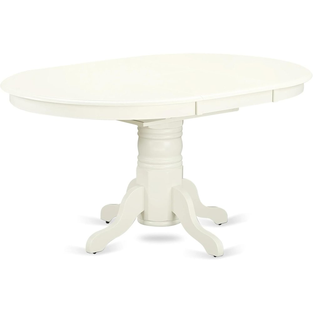 East West Furniture AVDA5-LWH-29 5 Piece Dining Set Includes an Oval Wooden Table with Butterfly Leaf and 4 Upholstered Chairs, 60x42 Inch, Linen White. Picture 4